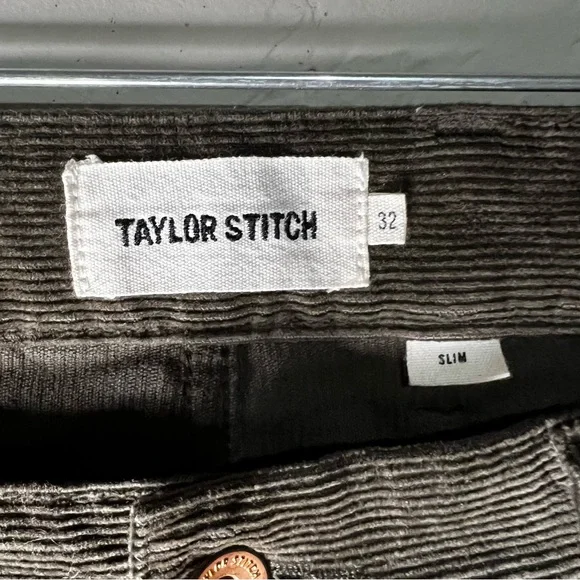 Taylor Stitch Slim All Day Bedford Corduroy Olive Green Straight Pants